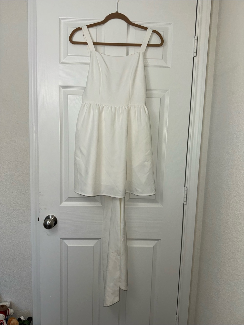 Aura "Oversized Bow Tie Back" Crepe Mini Dress